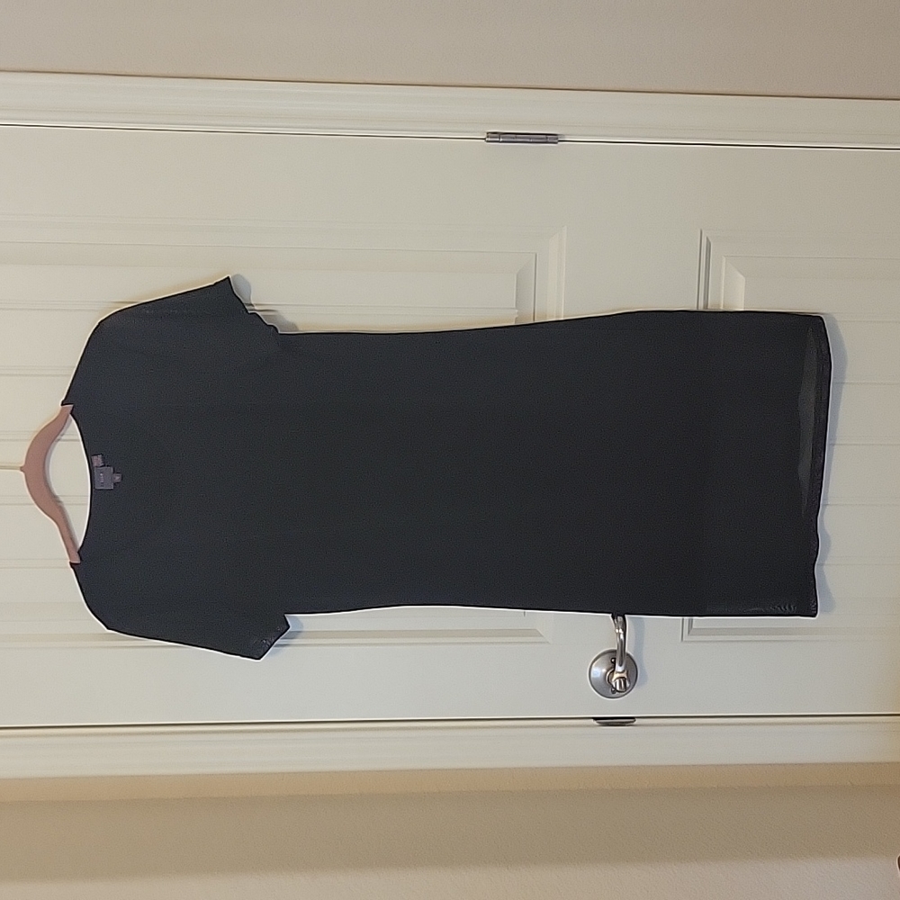 Lulu black dress with sheer sleeves